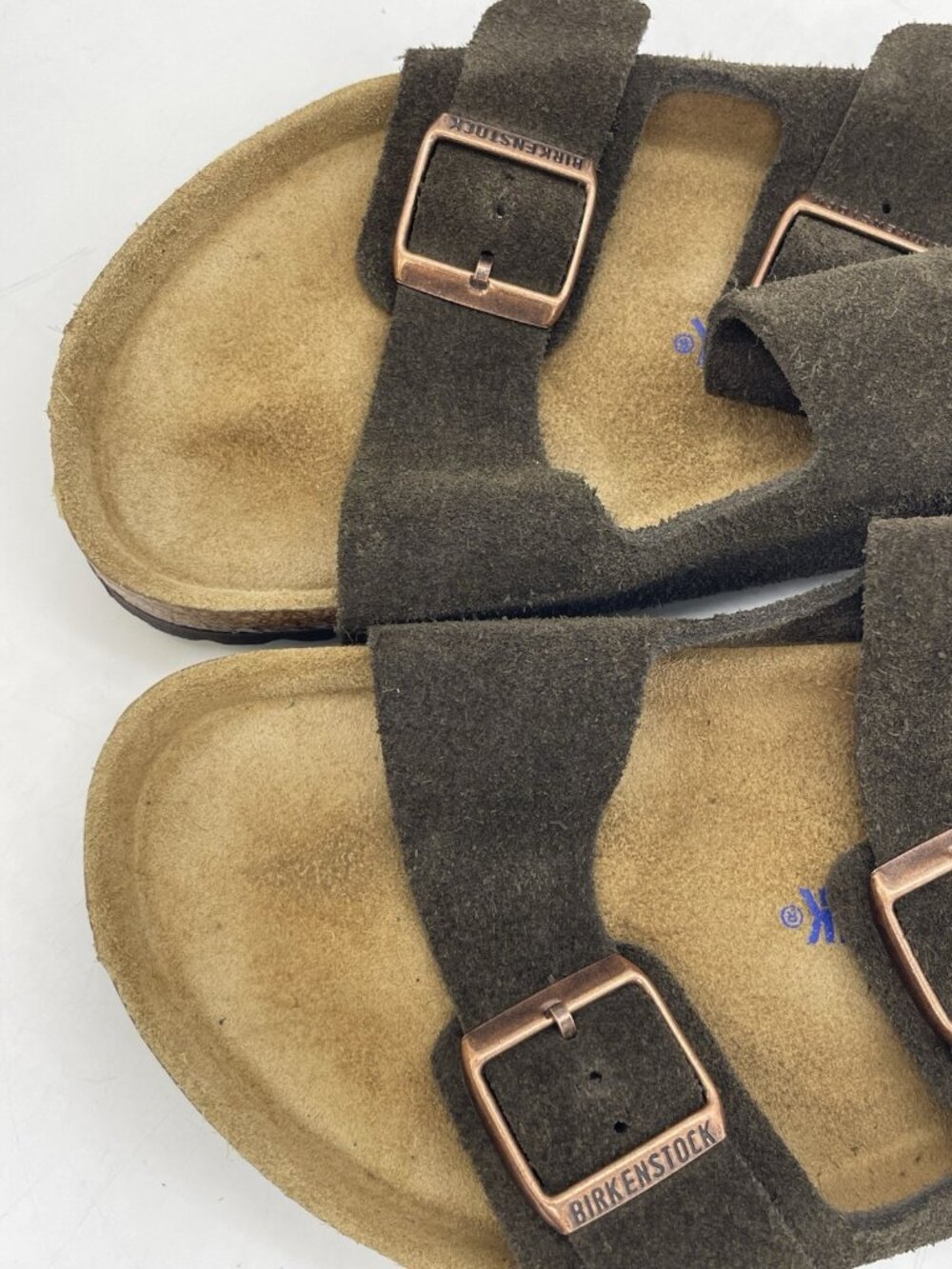 Birkenstock Arizona Men’s 10 Brown Suede Leather Sandals Soft Footbed Comfort - Picture 12 of 16